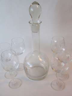 Hand Made Romania Toscany Crystal Decanter Glass Set 6  
