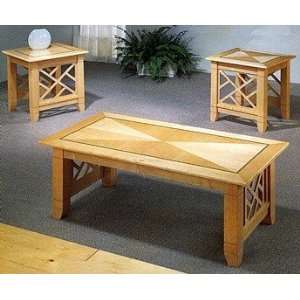 3PC Maple Veneer Coffee Table and 2 Occasional End/Side Tables 