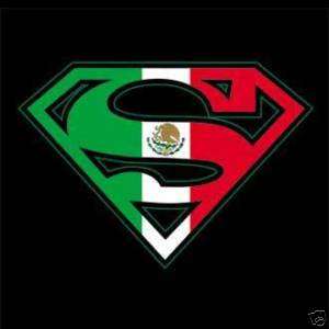SUPERMAN MEXICAN FLAG SHIELD T SHIRT SPANISH MEXICO  