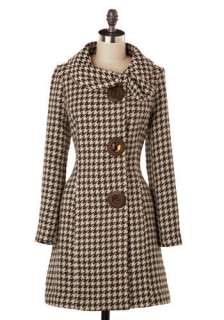 Amber Road Coat in Brown Houndstooth  Mod Retro Vintage Coats 