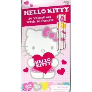  Hello Kitty Valentine Cards for Kids with Pencils 