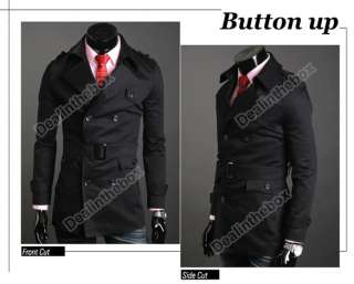   Stylish Double Breasted Long Trench Coat Jacket Windbreak 2 Colors