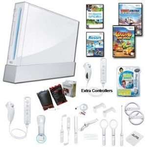  Wii White Holiday Fun Bundle   Extra Remote and Nunchuk, 19 Games 