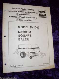 New Holland D 1000 Square Baler Parts Manual  