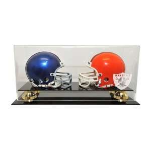 Oakland Raiders Double Mini Helmet Display Case with Gold 