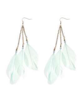 Kingfisher Blue (Blue) Light Blue Feather Dangly Earring  249954543 
