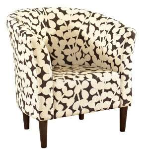 Powell Barrel Shaped Accent Chair with Brown Modern Floral Fabric and 