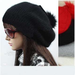Ladies Soft Slouchy Knitted Beret Beanie Hat winter hat  