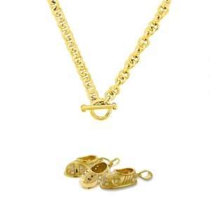 Bling Jewelry Gold Vermeil 180 Gauge Round Link Chain Toggle Necklace 