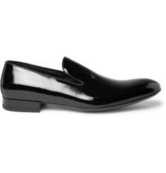 Yves Saint Laurent Textured Patent Leather Loafers