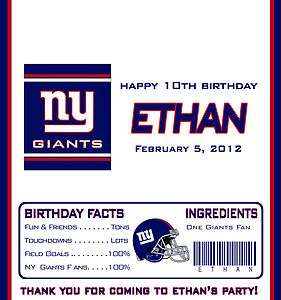 NY GIANTS / NFL FOOTBALL CANDY WRAPPERS / BIRTHDAY PARTY FAVORS  