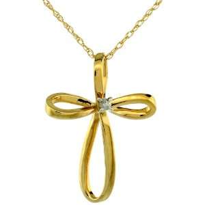  Gold 18 in. Thin Chain & 13/16 in. (20.5mm) tall Curvy Cross Cut Out 