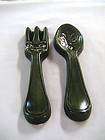 AWESOME VINTAGE CHALKWARE   GREEN FORK & SPOON   *MINT*