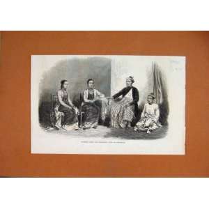   1870 Burmese Ladies Gentlemen Attendant Table Chairs