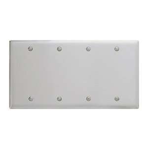 Bryant Ss43 Box Mounted Blank Plate, 4 Gang, Standard, Satin Stainless