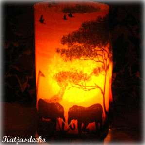 Windlicht Tischdeko Deko Afrika Elefant Giraffe Savanna  