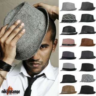 niki orange® Fedora Trilby Hut Hat Cap Schwarz Grau  