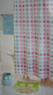 Jumping Beans Owl Friends Dots Fabric Shower Curtain Pastel Polka Dots 