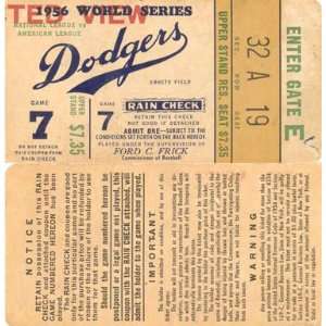   Series Brooklyn Dodgers Game 7 Ticket Ebbets Field