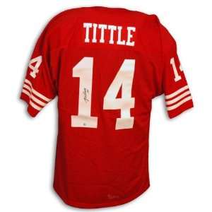 Tittle Autographed Throwback Red Jersey  Sports 
