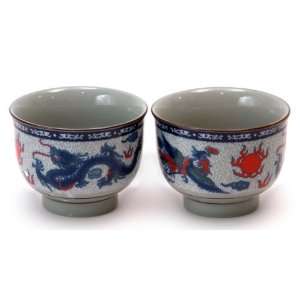  Teacup Short   Phoenix & Dragon (Sold in sets of 2 