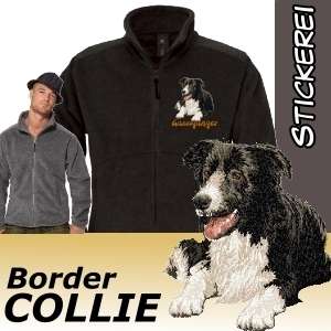 Fleecejacke Jacke Border Collie black Hunde Stickerei  