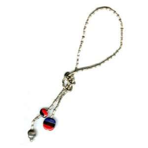  Lariat Necklace   Ethiopian Silver with Kazuri Beads   Red 