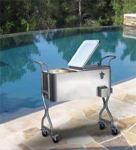 NEW Stainless Steel Cooler & Ice Cart w/ Wheels  