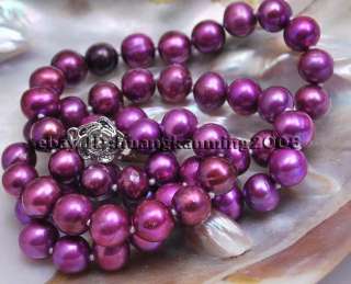 Charming 8 9mm Purple Akoya Cultured Pearl Necklace 18  