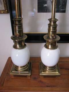 Pair of Vintage 1960s Stiffel Ostrich Egg Base Lamps  