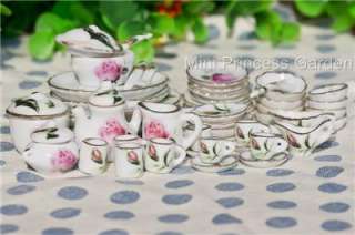 Dollhouse Miniature Victorian Flower China Tea Set 50P  