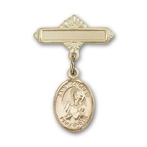 Gold Filled Baby Badge with St. Andrew the Apostle Charm and Polished 