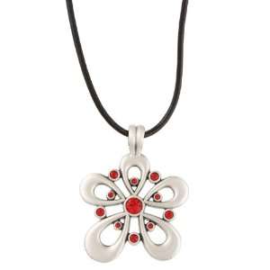  Fine Grade Pewter Honey Drops Red Crystal Necklace 