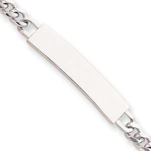   25in Rhodium plated Small Polished ID Bracelet Length 7.25 Jewelry