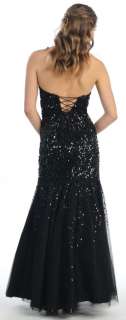 Red Carpet Prom Formal Long Sequins Gown Pageant Special Occasion 