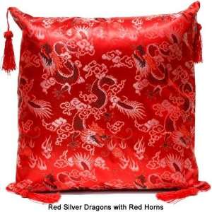  Dragon Pattern Pillow   Gold Dragons with Gold Horns