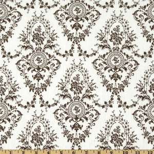  48 Wide Gauze Damask White/Brown Fabric By The Yard 