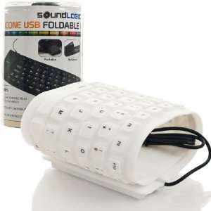 Roll up Portable USB Keyboard   White   Waterproof