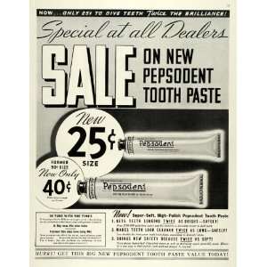  1936 Ad Pepsodent Toothpaste Dental Dentifrice Pricing 