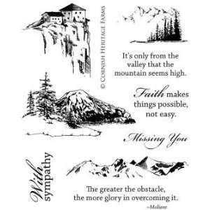  Mountains Scene It Cling Mounted Red Rubber Stamp Set 