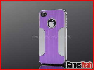 Purple Deluxe Aluminum Chrome Hard Case Cover F iPhone AT&T Verizon 