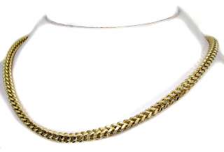 MENS 4MM 36 INCH FRANCO CHAIN NECKLACE 10K YELLOW GOLD  