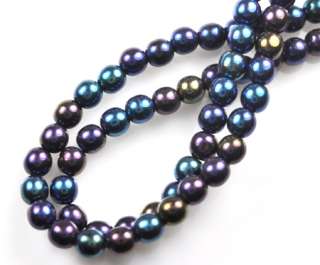 50 Blue Iris Czech Glass Round Beads 6MM  