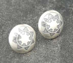Sterling Silver Southwest Imprint Concho Mini Earrings  