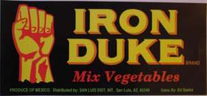 Iron Duke Vintage Vegetable Crate Label San Luis, AZ  