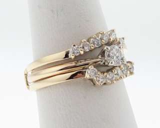 Genuine Diamonds 0.44ctw Solid 14k Yellow Gold Wedding Ring Set Size 7 
