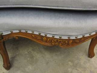 Antique Victorian Style Settee Love Seat w Ornately Carved Woodwork 