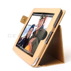 Apple iPad 1 Magnetic Yellow Leather Case Cover W/Stand  