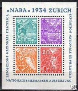 Switzerland 1934 YV Bloc 1 NABA MLH VF  