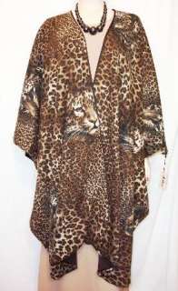   Ruana Reversible Wool Cashmere Maya Matazaro Tiger Print   GORGEOUS